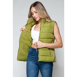 SNOBBISH Green Zip Up Turtleneck Puffer Vest Full Zip Pockets New Fall Winter